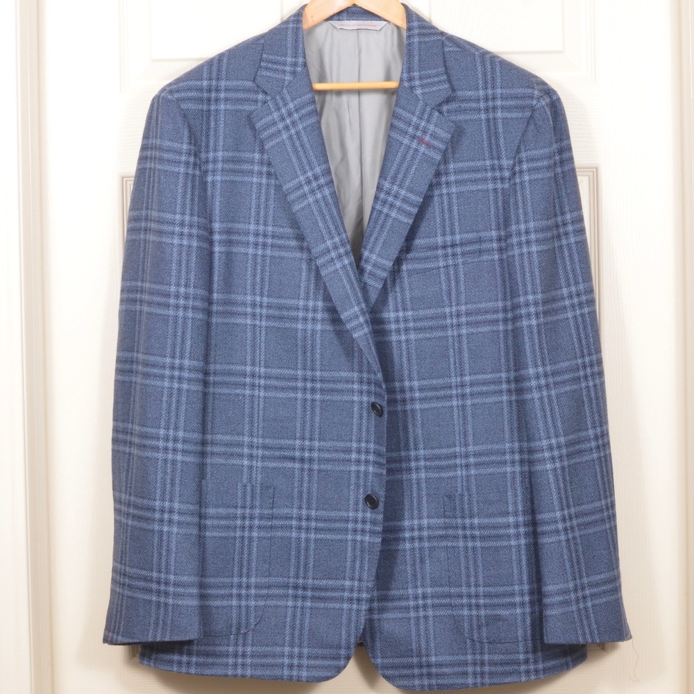🇨🇦48R Loro Piana Samuelsohn Wool Blue Plaid